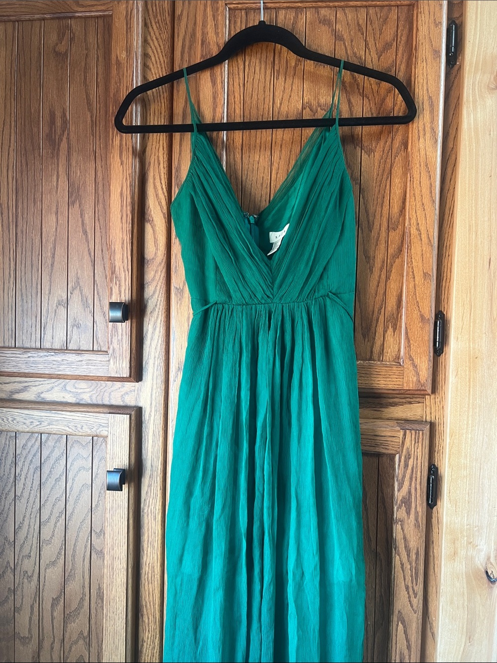 Saja Emerald Green Spaghetti-Strap Maxi Dress